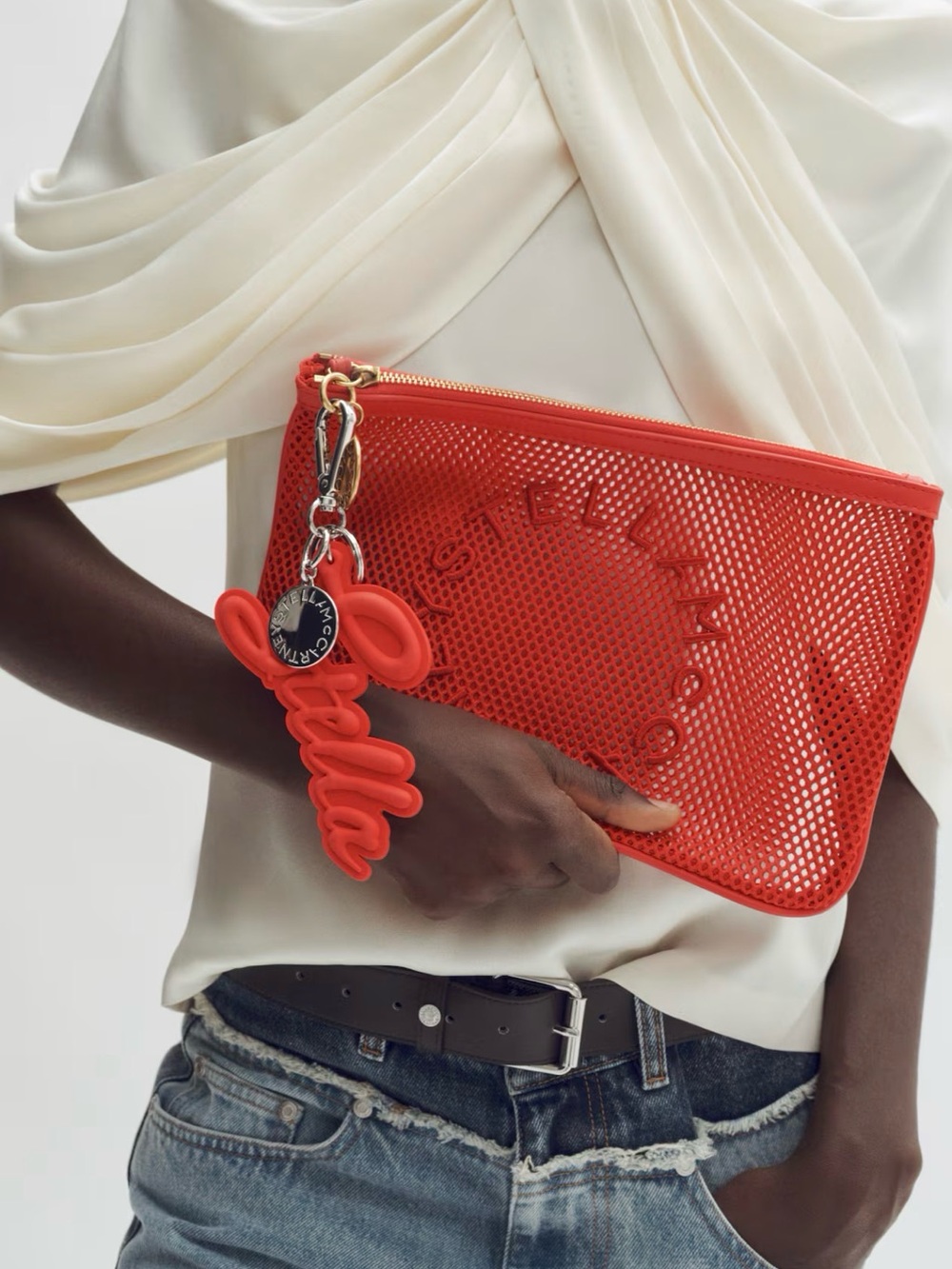H&M Stella McCartney red mesh clutch bag